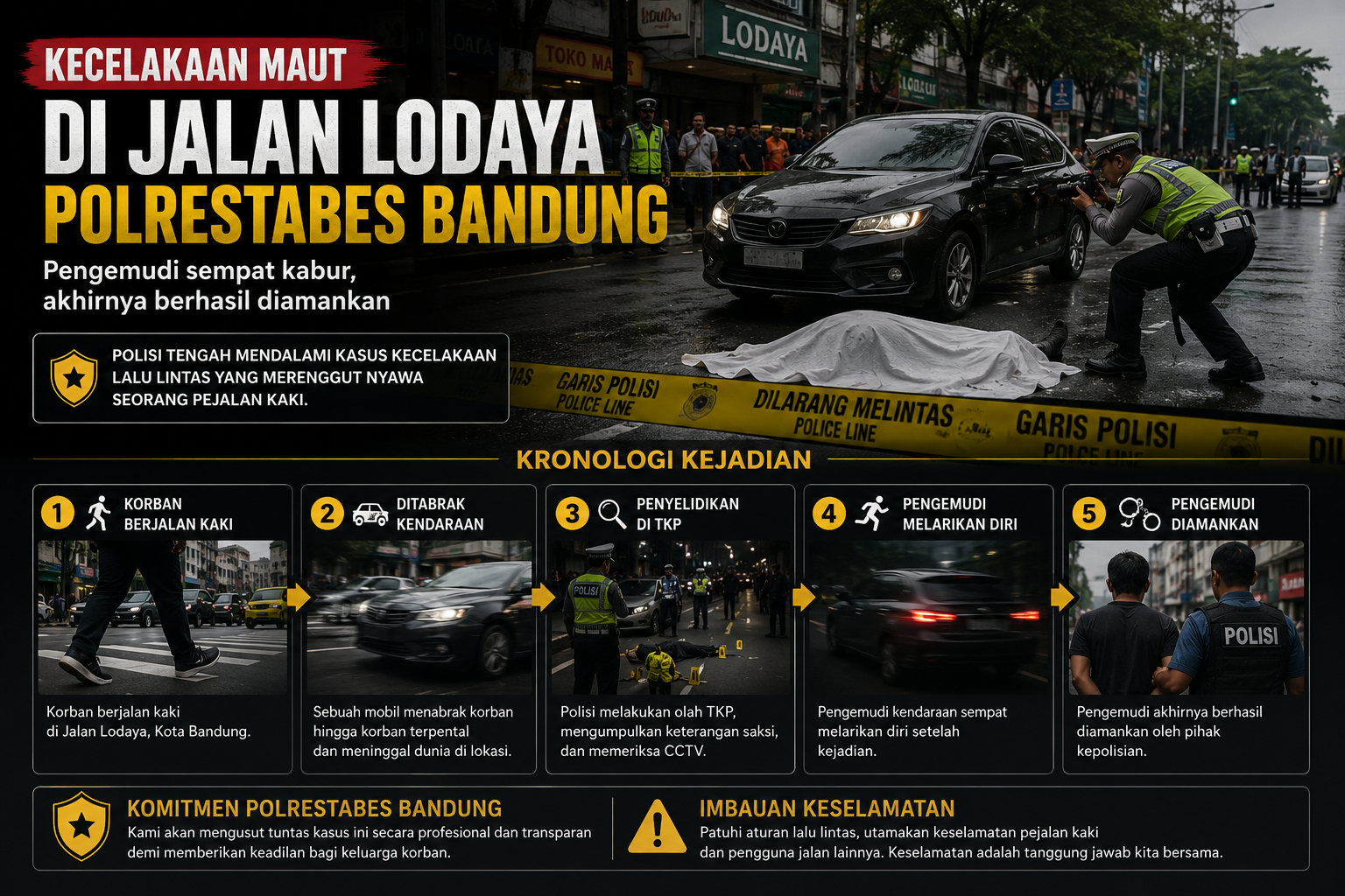 Kecelakaan Maut di Jalan Lodaya Bandung Tewaskan Pejalan Kaki, Polisi Turun Tangan