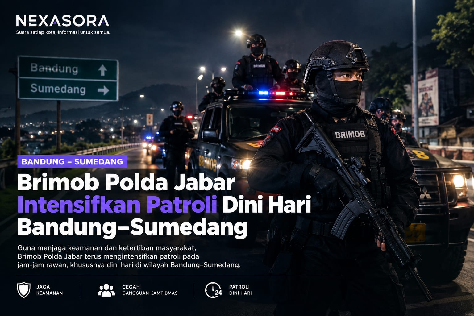 Cegah Begal dan Balap Liar, Brimob Polda Jabar Perketat Patroli Dini Hari di Jalur Bandung-Sumedang