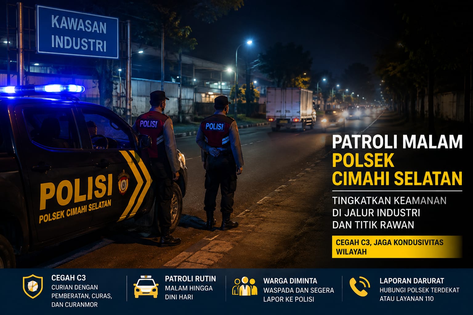 Polsek Cimahi Selatan Perketat Patroli Malam di Jalur Industri Tekan Kriminalitas